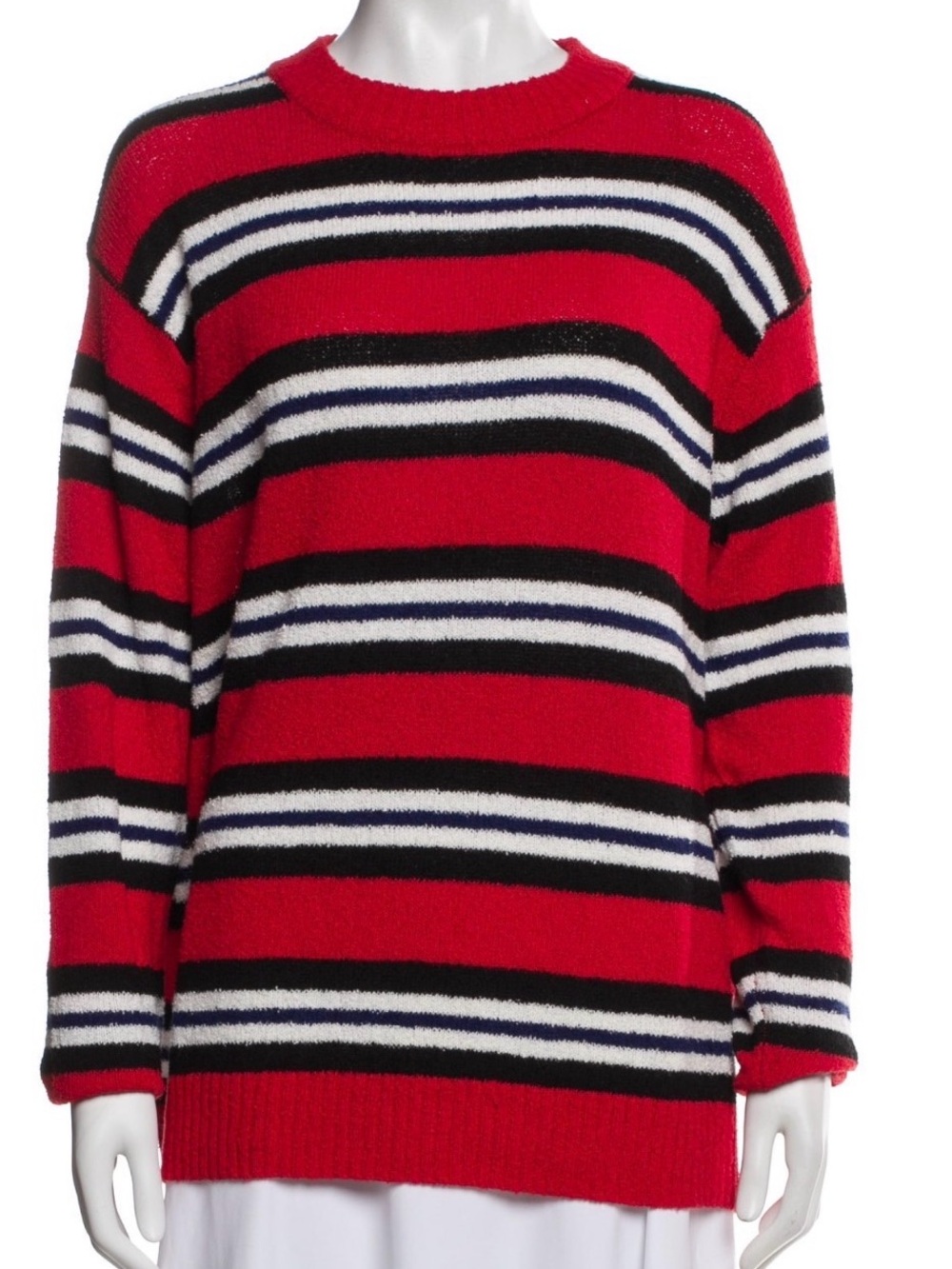 Tularosa size XS Red, Black & White Striped Crewneck Sweater preppy luxury